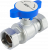 Кран шаровой FAR 1", накидные гайки EPDM, син. бабочка под термометр, хром